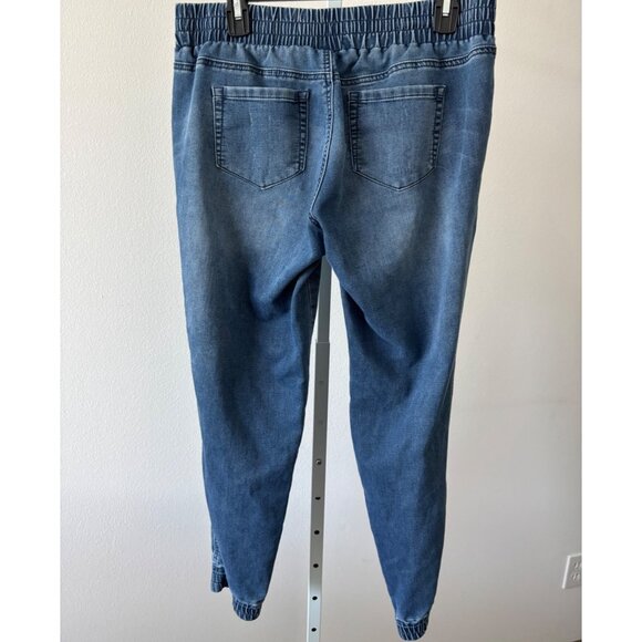 Y2k Jeans Medium Jogger High Waisted Med Wash Distressed Athleisure Streetwear - Picture 3 of 16
